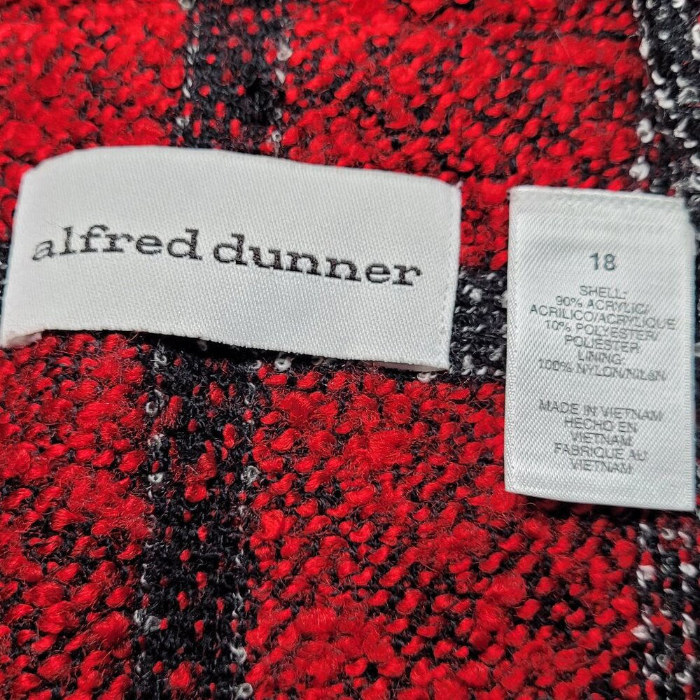 Alfred Dunner Plaid Jacket Vintage Zip Fuzzy Red Black 18 Cottagecore Preppy - Picture 4 of 12